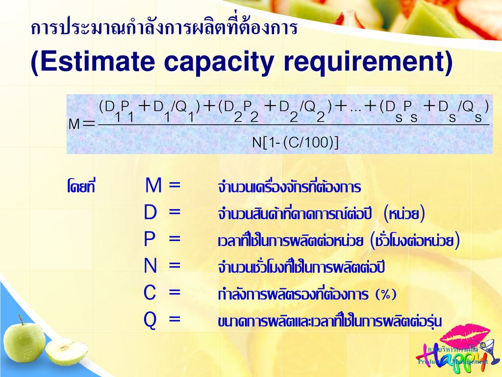การประมาณกำลังการผลิตที่ต้องการ (Estimate capacity requirement)