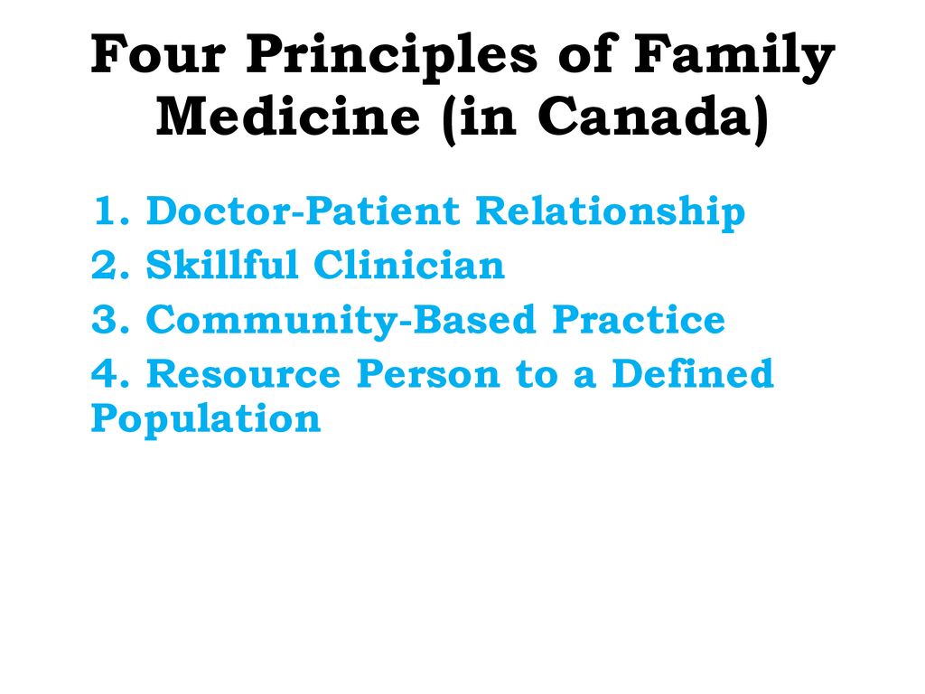 Four Principles of Family Medicine (in Canada)