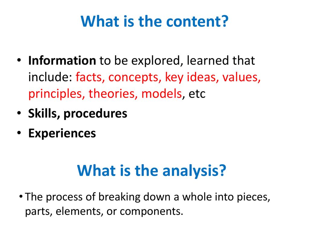 What is the content What is the analysis