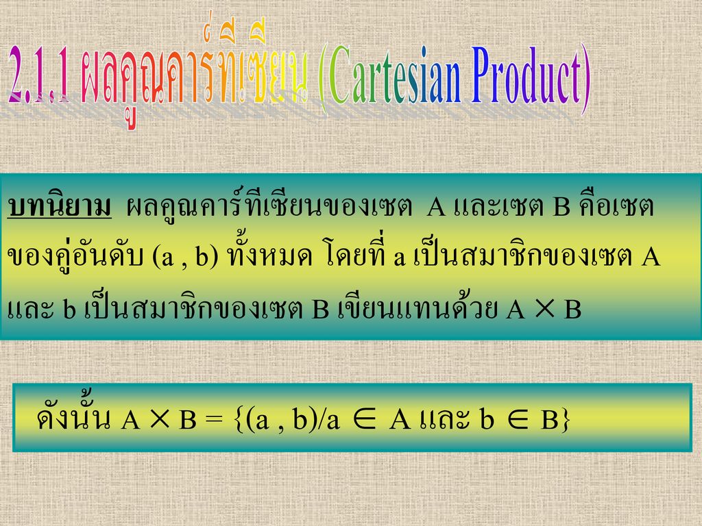 2.1.1 ผลคูณคาร์ทีเซียน (Cartesian Product)