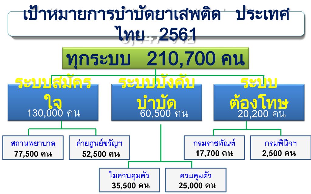 ทุกระบบ 210,700 คน เป้าหมายการบำบัดยาเสพติด ประเทศไทย 2561