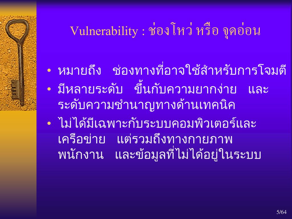 Vulnerability : ช่องโหว่ หรือ จุดอ่อน