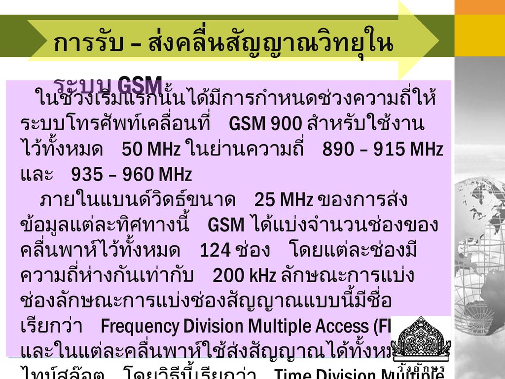 การรับ – ส่งคลื่นสัญญาณวิทยุในระบบ GSM