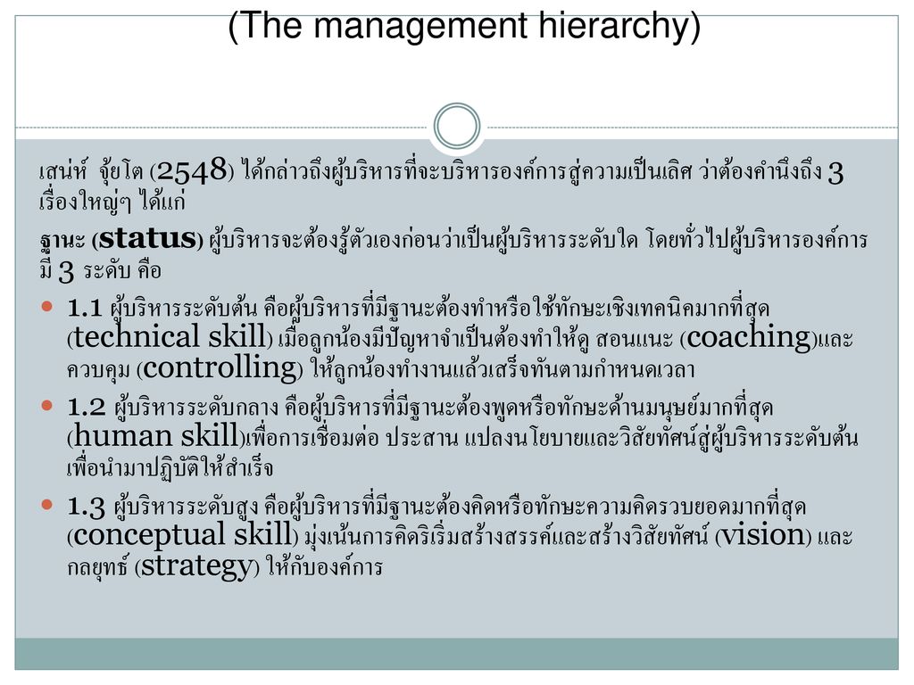 5.2ลำดับขั้นของการบริหาร (The management hierarchy)