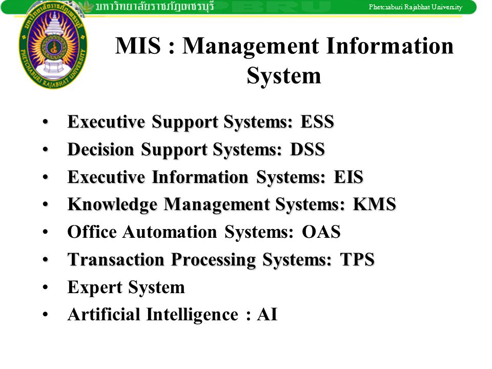 MIS : Management Information System