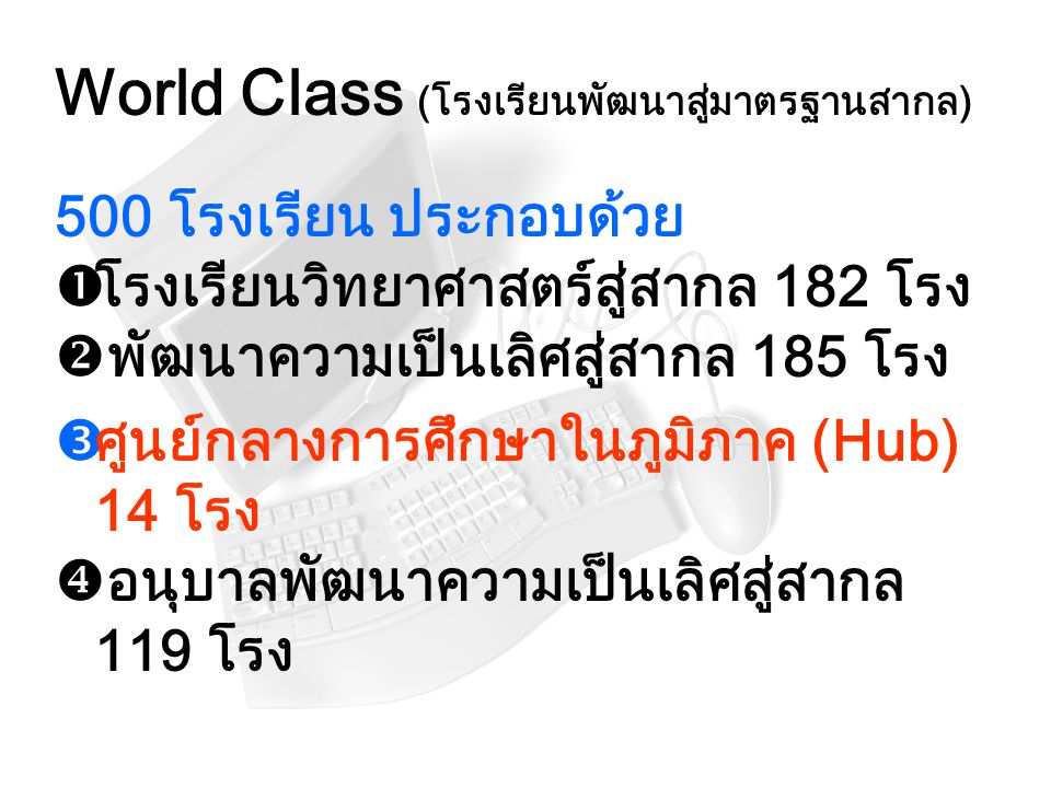 World Class (โรงเรียนพัฒนาสู่มาตรฐานสากล)