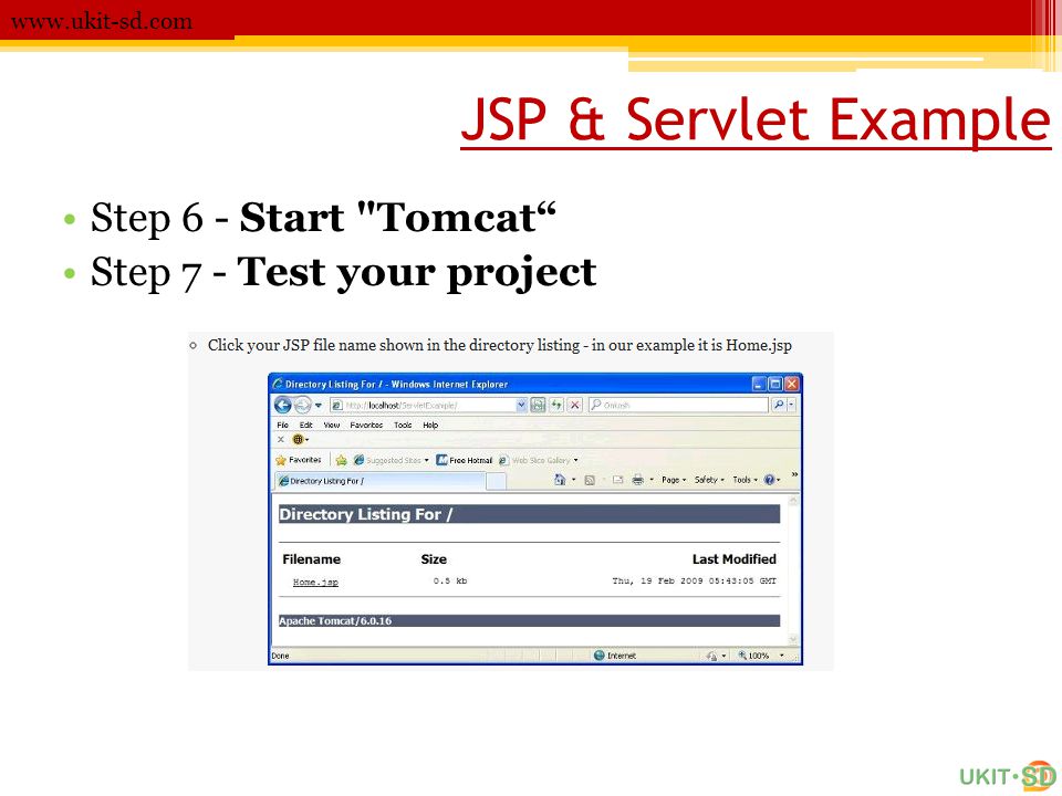 JSP & Servlet Example Step 6 - Start Tomcat