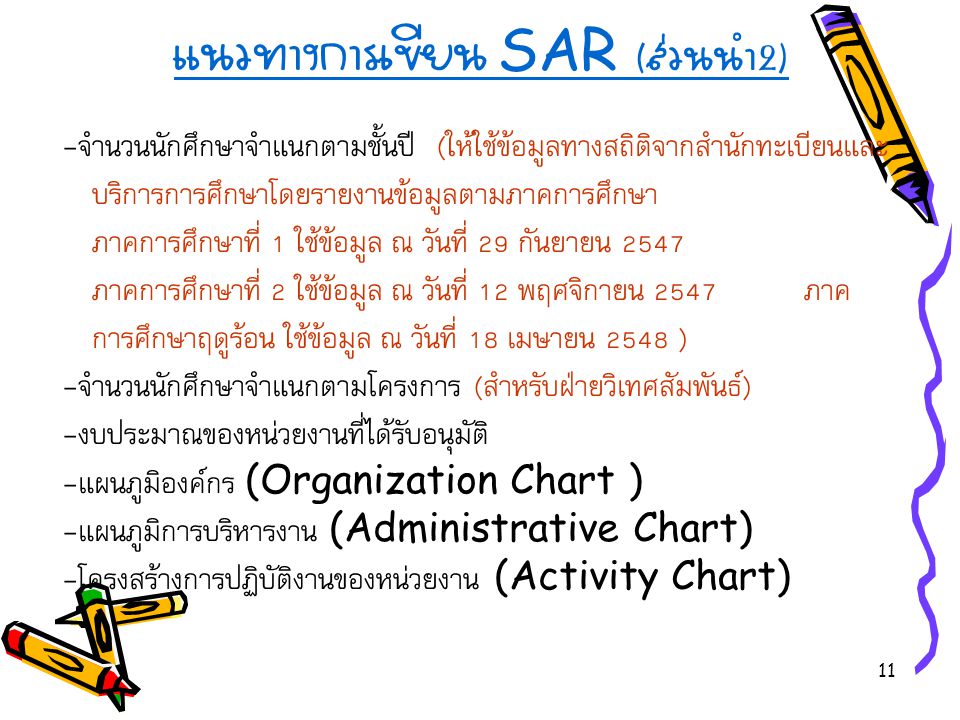 แนวทางการเขียน SAR (ส่วนนำ2)