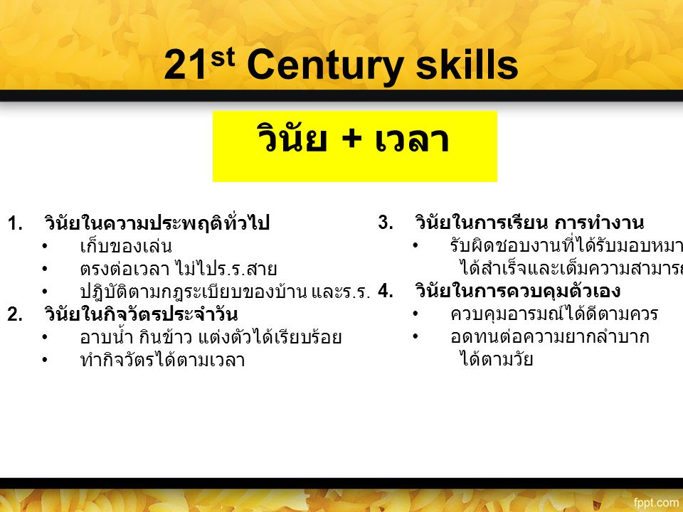 21st Century skills วินัย + เวลา วินัยในความประพฤติทั่วไป