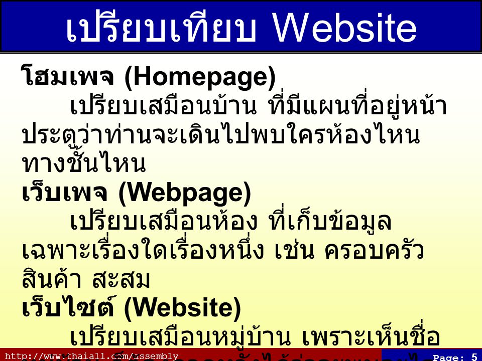 เปรียบเทียบ Website โฮมเพจ (Homepage)