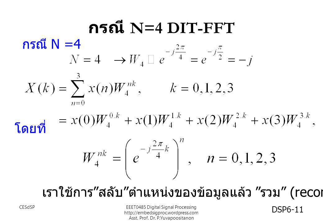 กรณี N=4 DIT-FFT กรณี N =4 โดยที่