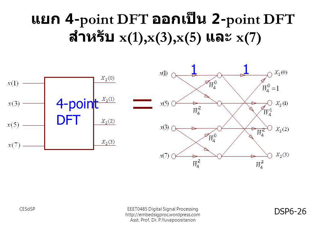 แยก 4-point DFT ออกเป็น 2-point DFT สำหรับ x(1),x(3),x(5) และ x(7)