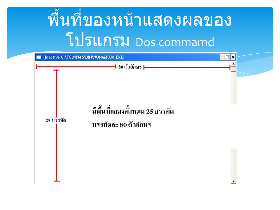 พื้นที่ของหน้าแสดงผลของโปรแกรม Dos commamd