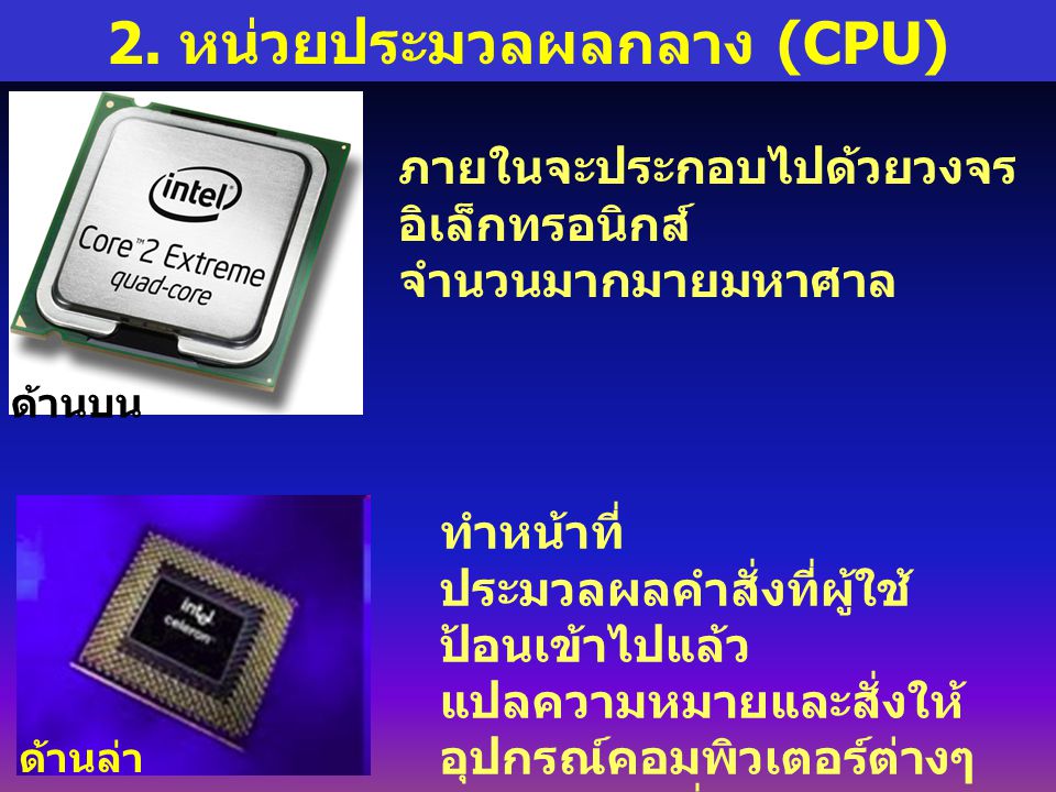 2. หน่วยประมวลผลกลาง (CPU)