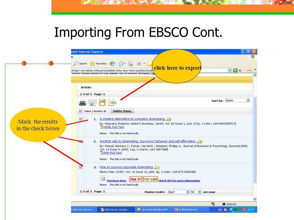 Importing From EBSCO Cont.