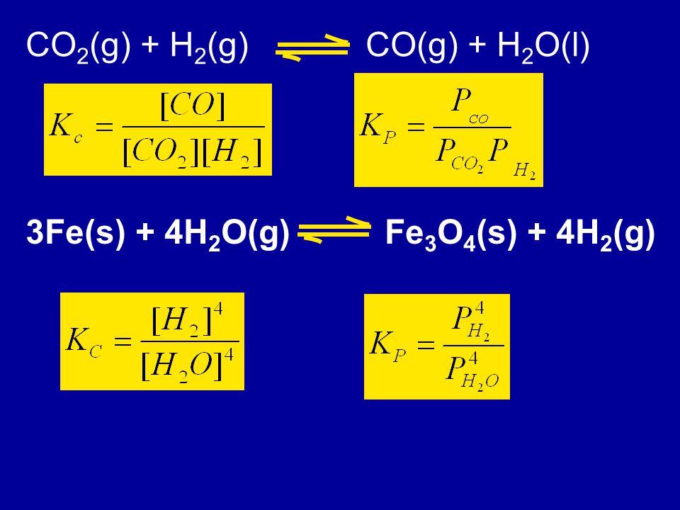 CO2(g) + H2(g) CO(g) + H2O(l)