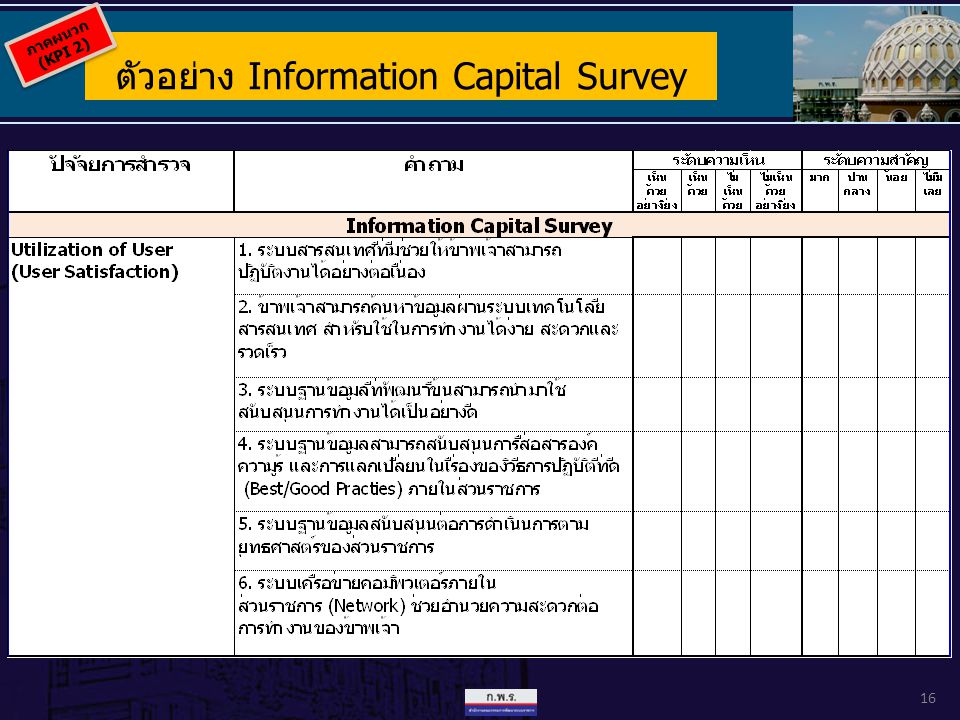 ตัวอย่าง Information Capital Survey