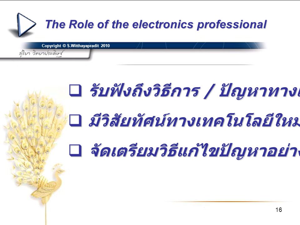 The Role of the electronics professional