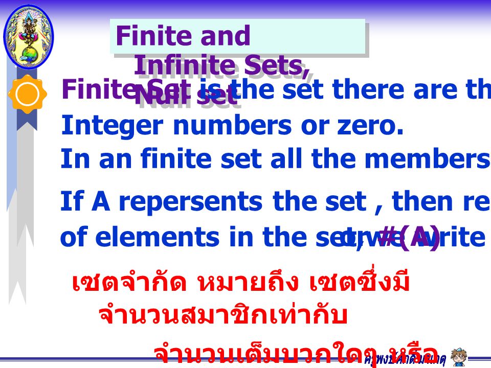 Finite and Infinite Sets, Null set