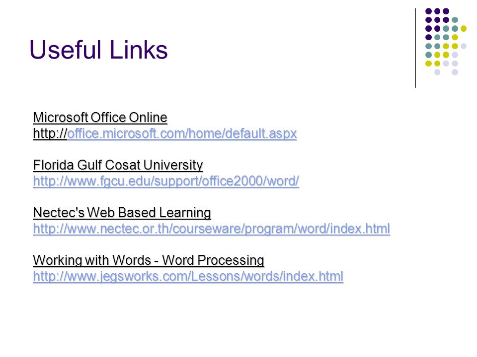 Useful Links Microsoft Office Online