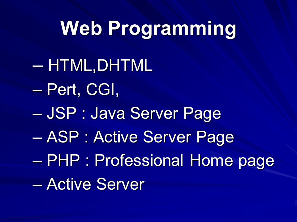 Web Programming HTML,DHTML Pert, CGI, JSP : Java Server Page