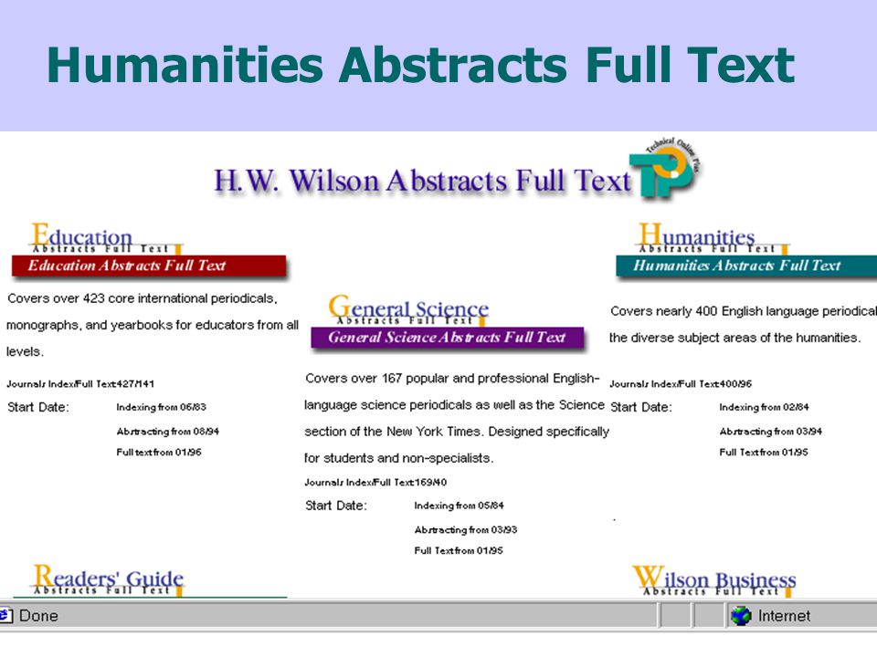 Humanities Abstracts Full Text