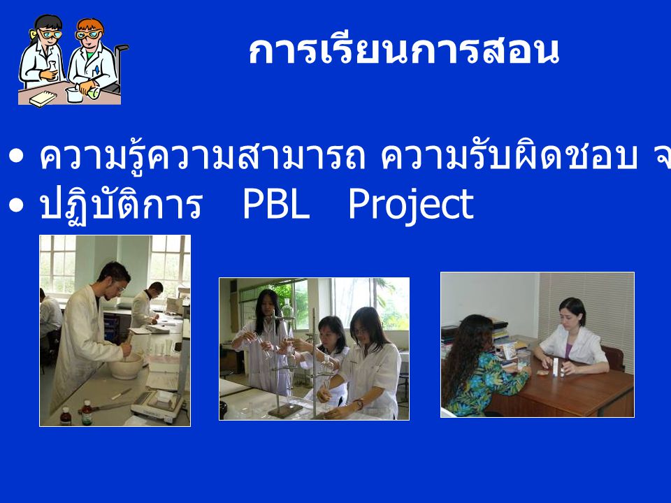 การเรียนการสอน ความรู้ความสามารถ ความรับผิดชอบ จรรยาบรรณวิชาชีพ ปฏิบัติการ PBL Project