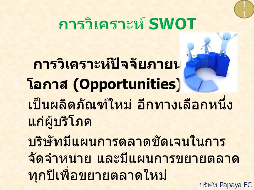 การวิเคราะห์ SWOT การวิเคราะห์ปัจจัยภายนอก โอกาส (Opportunities)