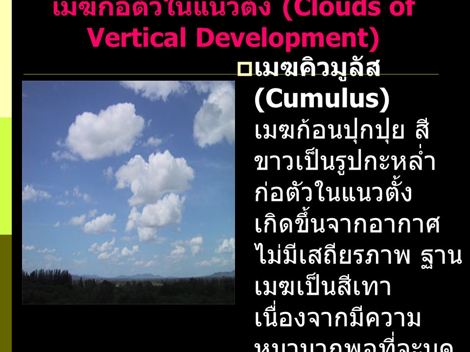 เมฆก่อตัวในแนวตั้ง (Clouds of Vertical Development)