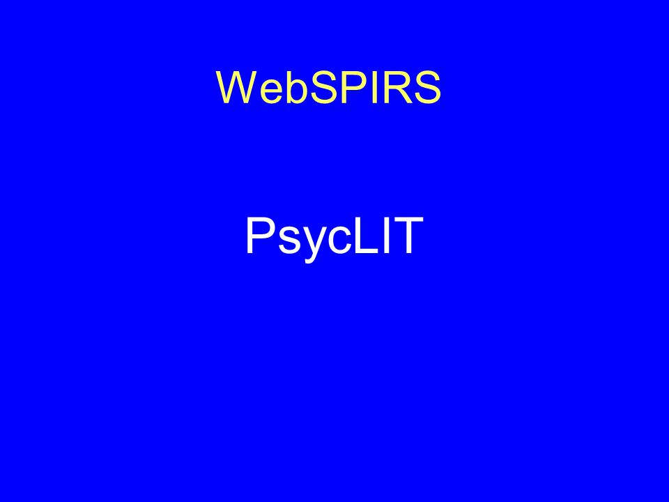 WebSPIRS PsycLIT
