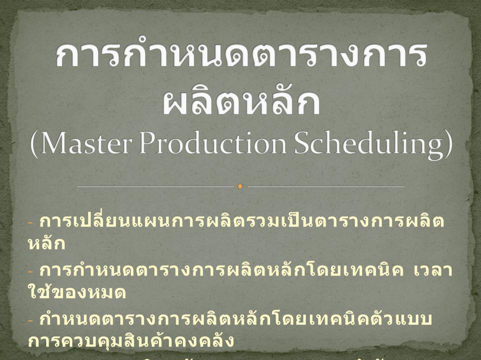 การกำหนดตารางการผลิตหลัก (Master Production Scheduling)