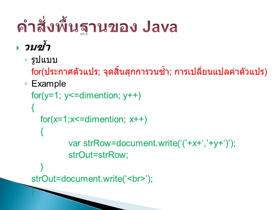 คำสั่งพื้นฐานของ Java