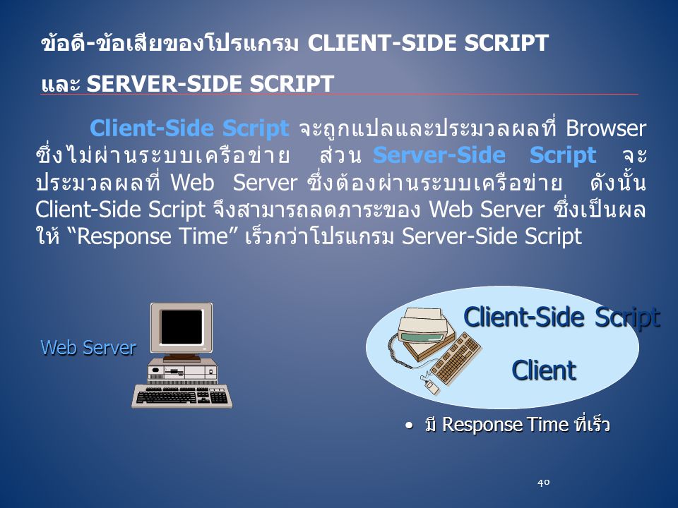 ข้อดี-ข้อเสียของโปรแกรม Client-Side Script และ Server-Side Script