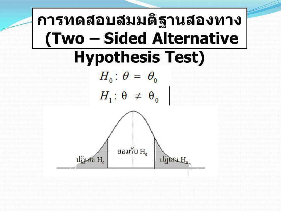 การทดสอบสมมติฐานสองทาง (Two – Sided Alternative Hypothesis Test)