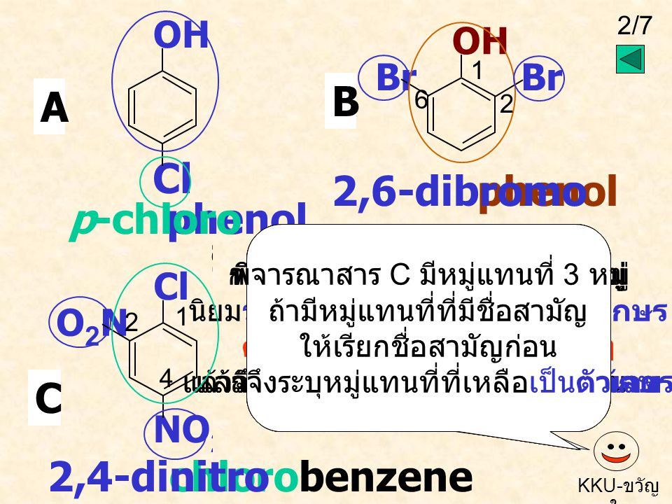 Cl B A 2,6-dibromo phenol heno p-chloro phenol C 2,4-dinitro