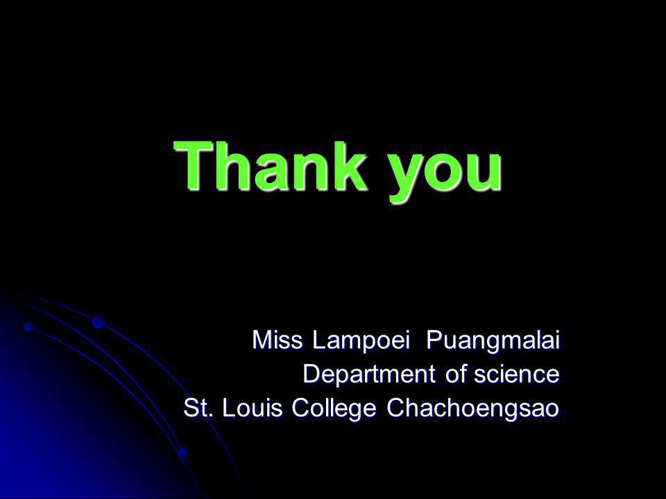 Thank you Miss Lampoei Puangmalai Department of science