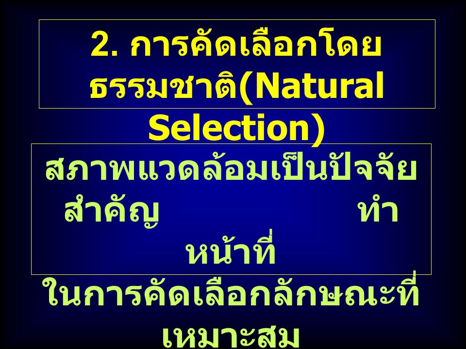 2. การคัดเลือกโดยธรรมชาติ(Natural Selection)