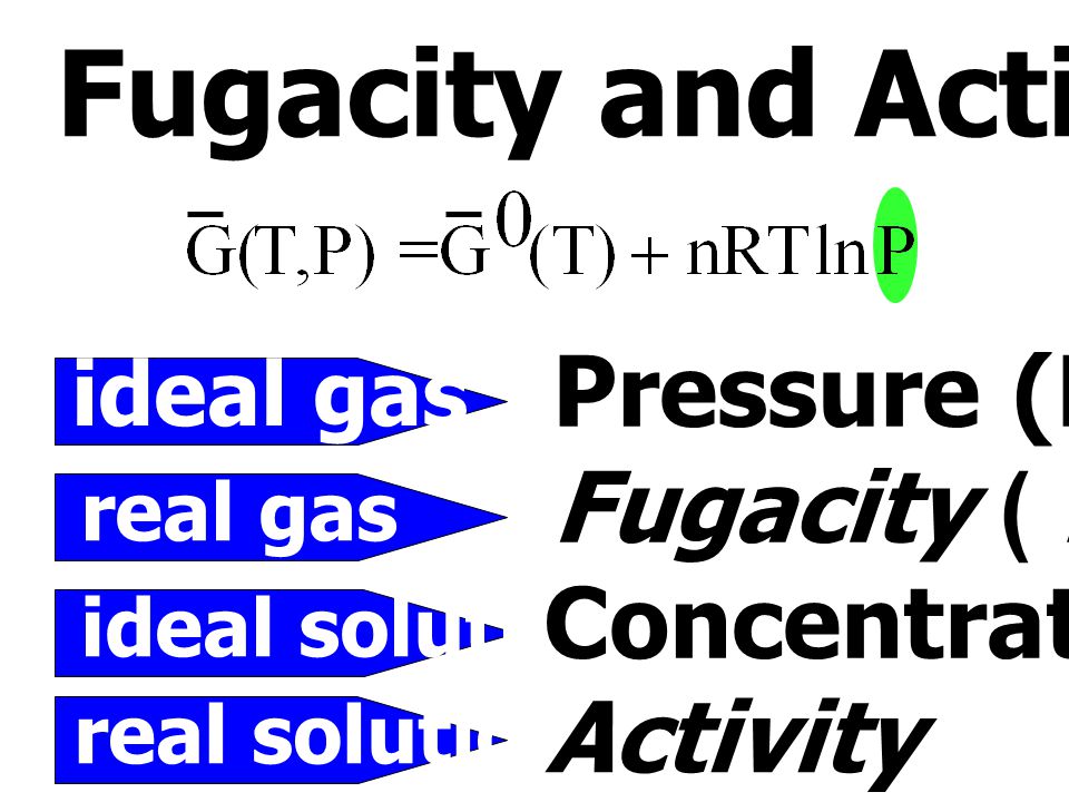 Fugacity and Activity Pressure (P) Fugacity ( f ) Concentration (C)