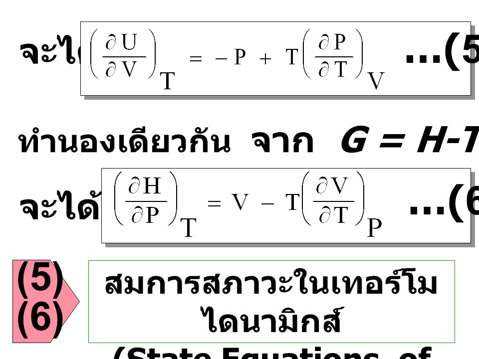 สมการสภาวะในเทอร์โมไดนามิกส์ (State Equations of Thermodynamics)