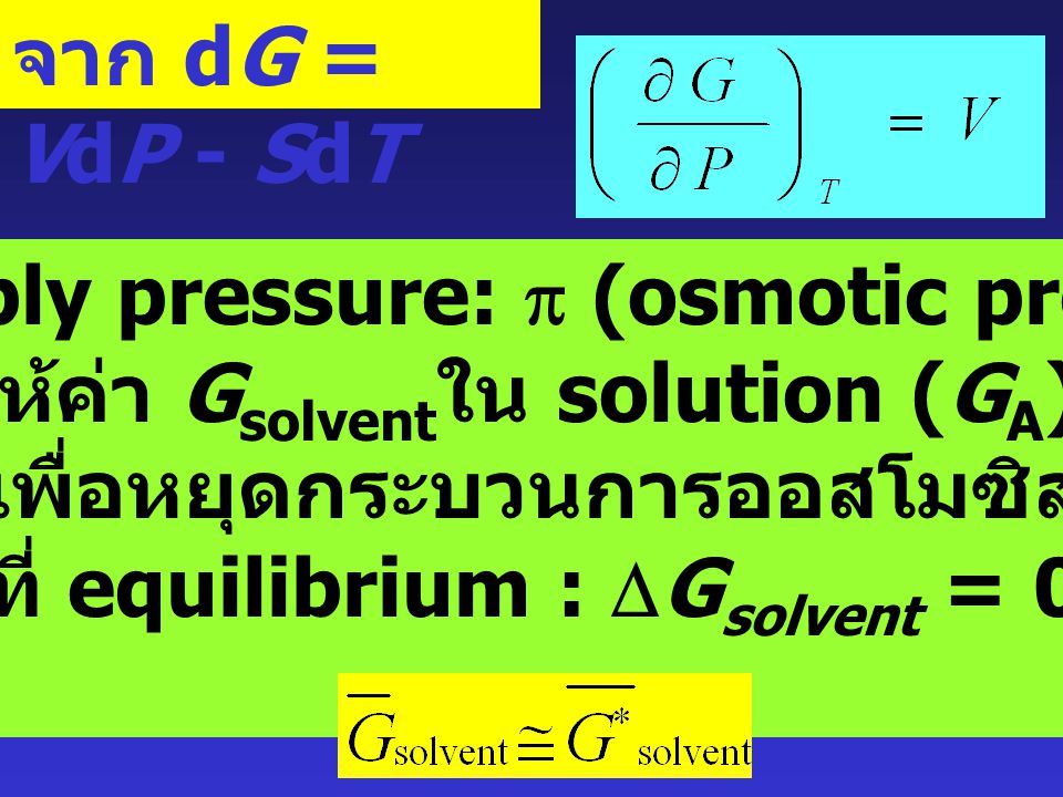 การ apply pressure: p (osmotic pressure)