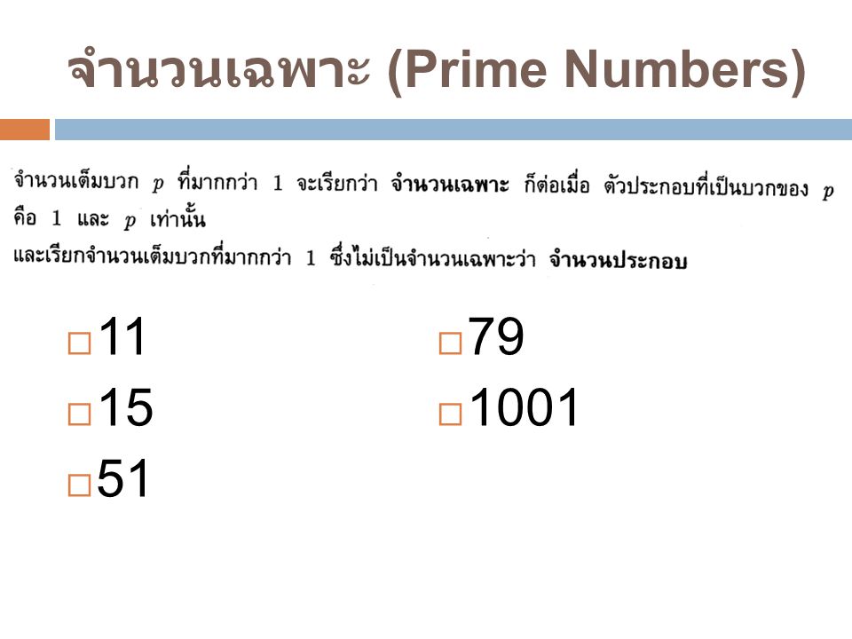 จำนวนเฉพาะ (Prime Numbers)