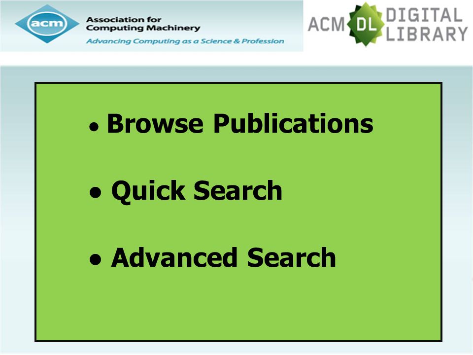Browse Publications Quick Search Advanced Search