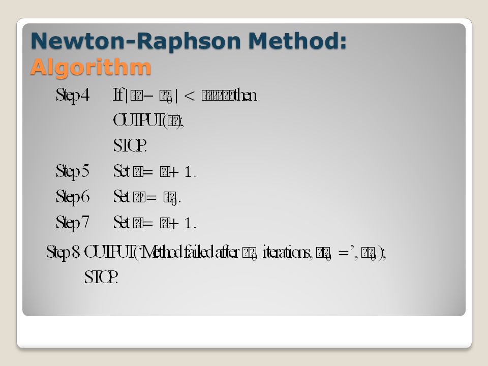 Newton-Raphson Method: Algorithm