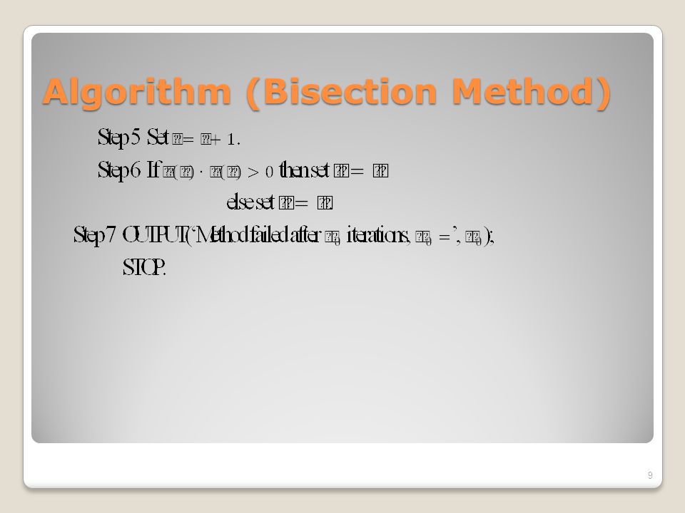 Algorithm (Bisection Method)