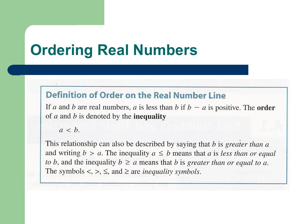 Ordering Real Numbers