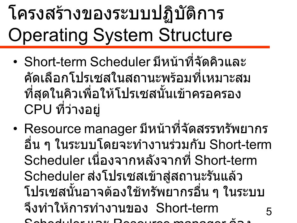 โครงสร้างของระบบปฏิบัติการ Operating System Structure