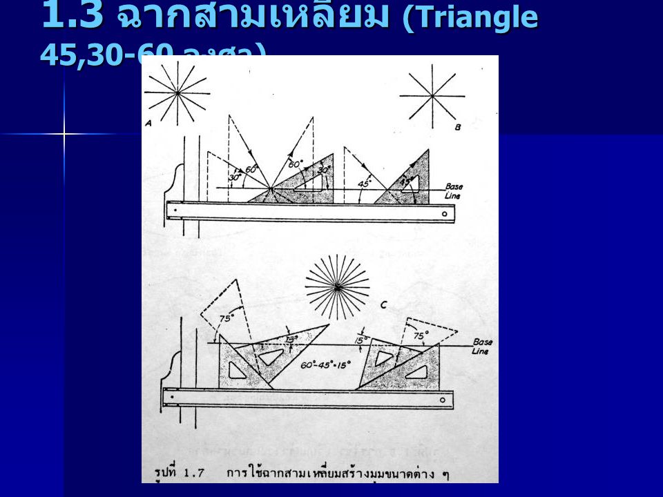 1.3 ฉากสามเหลี่ยม (Triangle 45,30-60 องศา)