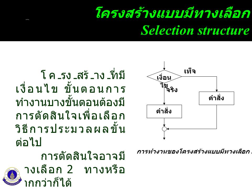 โครงสร้างแบบมีทางเลือก Selection structure