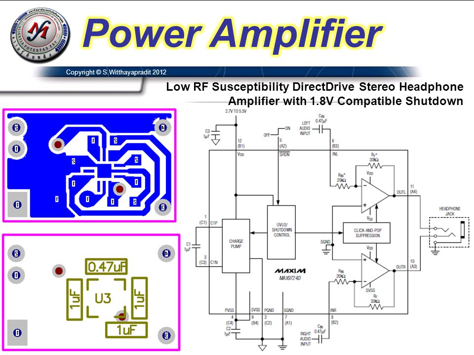 Power Amplifier Low RF Susceptibility DirectDrive Stereo Headphone