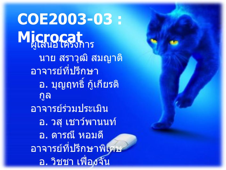COE : Microcat ผู้เสนอโครงการ นาย สราวุฒิ สมญาติ